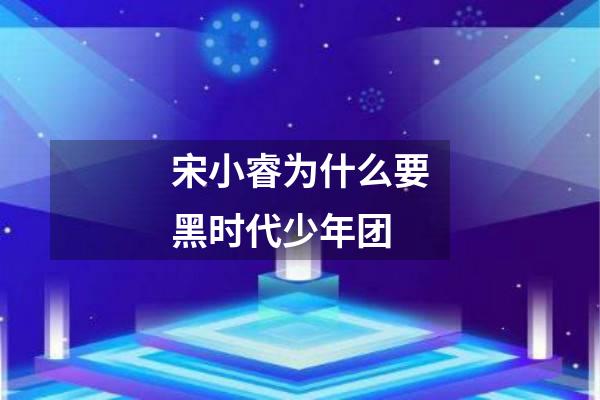 宋小睿为什么要黑时代少年团