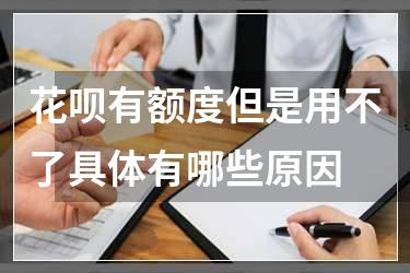 花呗有额度但是用不了具体有哪些原因