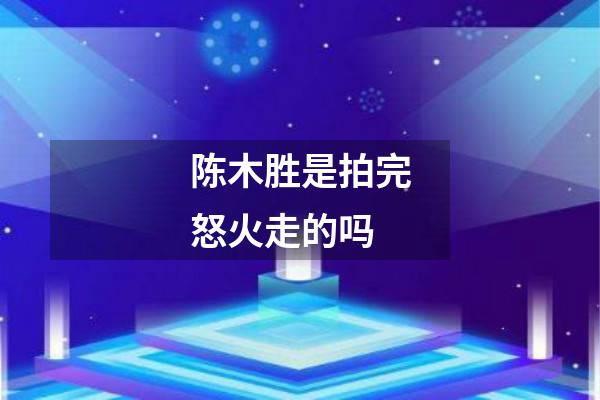 陈木胜是拍完怒火走的吗