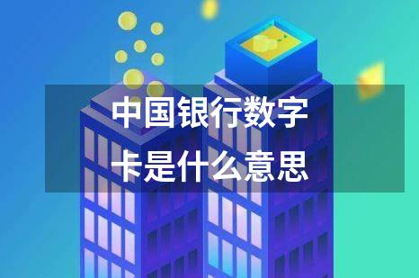 中国银行数字卡是什么意思