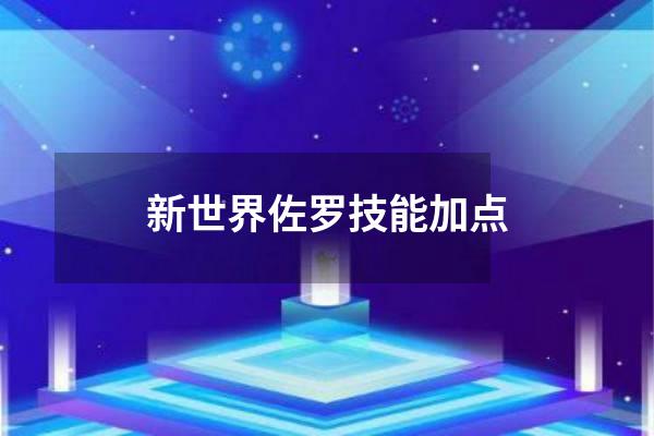 新世界佐罗技能加点