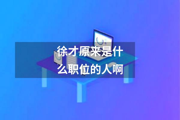 徐才原来是什么职位的人啊